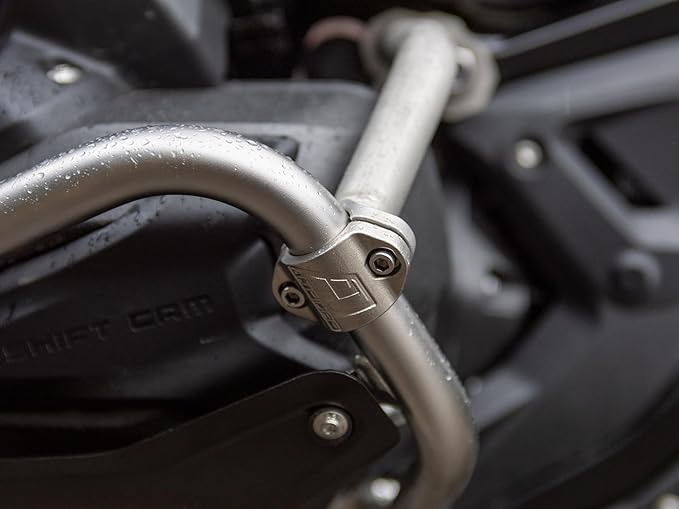 Reinforcement Crash Bars Compatible with BMW R 1300 GS OEM Accessory Crash Bars – 1 Inch Diameter Stainless Steel Tubing - Alloy Clamps with Thick Flanges for Extra Strength & Safety - Silver