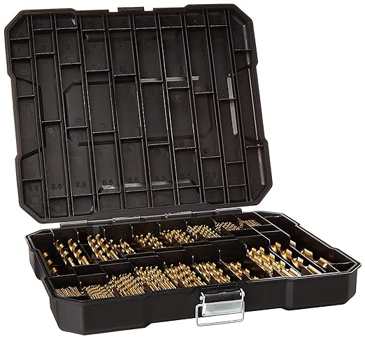 Metric 230 Pieces Titanium Twist Drill Bit Set, 135° Tip High Speed Steel, Size from 1mm up to 10mm, Ideal Drilling in Wood/Cast Iron/Aluminum Alloy/Plastic/Fiberglass, with Hard Storage