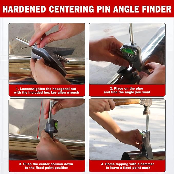 Pipe Locator Pipe Center Finder Safety Pipe Marker Centering Head Tool Round Bar Center Finder High Accuracy Positioning Pipe Fitter Tool with Centering Head
