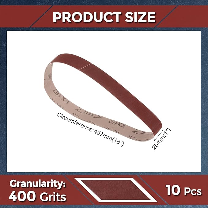 10 Pcs Sanding Belts 1 x 18 Inch 400 Grit Aluminum Oxide Abrasive Sandpaper for Belt Sander Metal Grinding Wood Working Weld Rust Removal