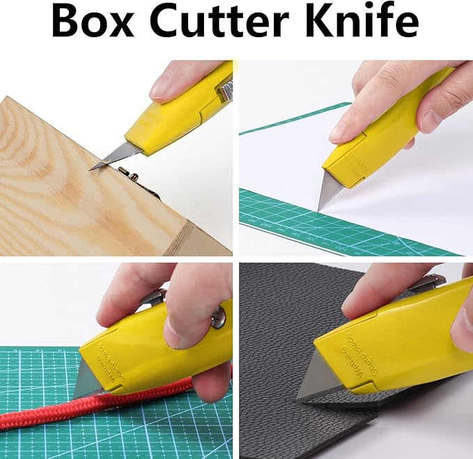 DIYSELF 30 Pack Box Cutter Heavy Duty Aluminium Shell Utility Knife | SK5 Steel Sharp Blade | Retractable Knife for Cutting Cartons Ropes and Cardboard | Home and Office Use (Yellow)