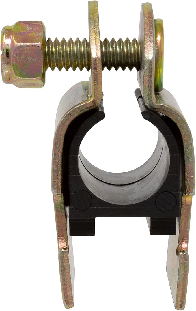 Rubber Cushion Strut Clamp 1/2" NOM (5/8" OD) for Mounting Copper Piping, PEX Pipe, CVPC Tubing to Strut Channels [5 Pack] Yellow Chromate Zinc