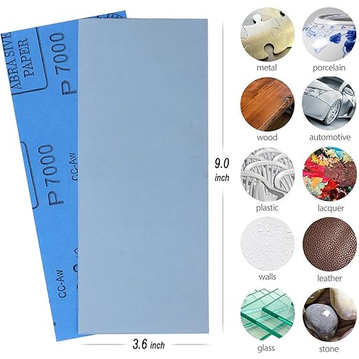 9x3.6 inch Sandpaper, 30 Sheet 7000 Grit Wet and Dry Sand Paper, Detail Fine Precision Abrasive Pads Sander Sheets Paper for Automotive Sanding, Wood Turing Finishing, Metal Furniture Polishing