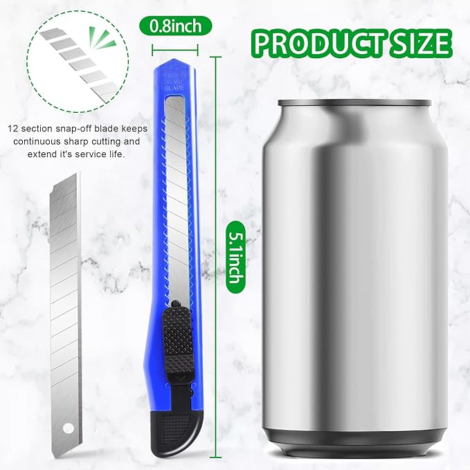 4 Pack Box Cutter, 9mm Snap-off Utility Knife, Box Cutter Retractable for Opening Packages Cartons, Box Opener, Disposable Razor Knife Exacto Knife Perfect for Office and Home use