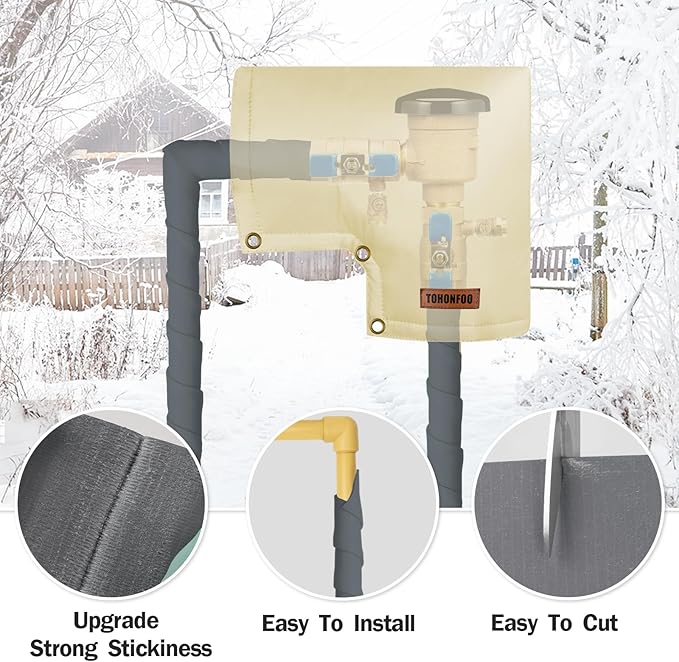 Pipe Insulation Tape, Outdoor Water Pipe Insulation Wrap, Foam Insulation Tape for Outdoor Pipes Winter Freeze Protection, Heat Tape for Water Pipes, Copper Pipes, PVC, AC Line, 3in x 15ft, Grey