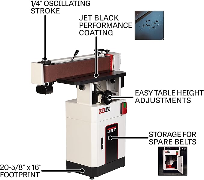 JET Black 6" x 89" Oscillating Edge Sander, 1-3/4 HP, 115/230V 1Ph (Model OES-689-BLK)