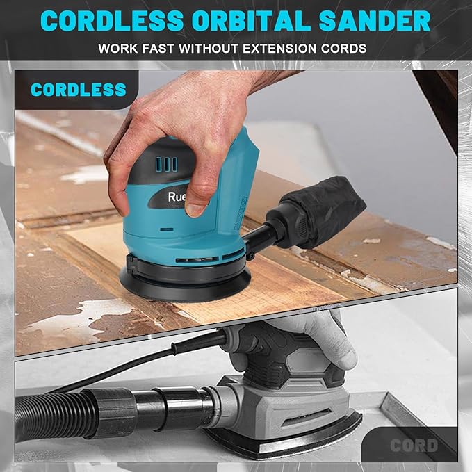 Random Orbit Sander for Makita 18v Battery(Tool Only),Brushless Motor 6 Variable Speed Orbital Hand Sander with Dust Collector for Woodworking Sanding and Polishing