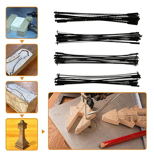 48pcs Scroll Saw Blade Set 5 Inch Pin End Scroll Saw Blades SK5 Carbon Steel Coping Saw Blade Jig Saw Blades Woodworking Tool for Wood Metal Plastic Cutting US(Black)