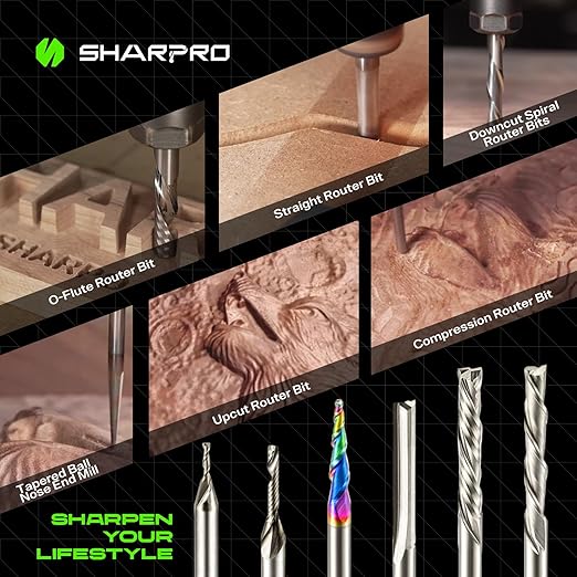 6Pcs CNC Router Bits End Mill, 1/8 Shank CNC Cutter Milling Machine Bit Set Including Downcut and Upcut, Router Accessories for Wood, Plastic and Carving