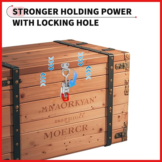 6 Pack Toggle Clamp Latch,550Lbs Holding Capacity 4002 Heavy Duty Adjustable Latch Hardware Toggle Latches with Lock Hole for Woodworking Jigs & Fixtures,Smoker,Tire Carrier,Tool Box,Cabinet