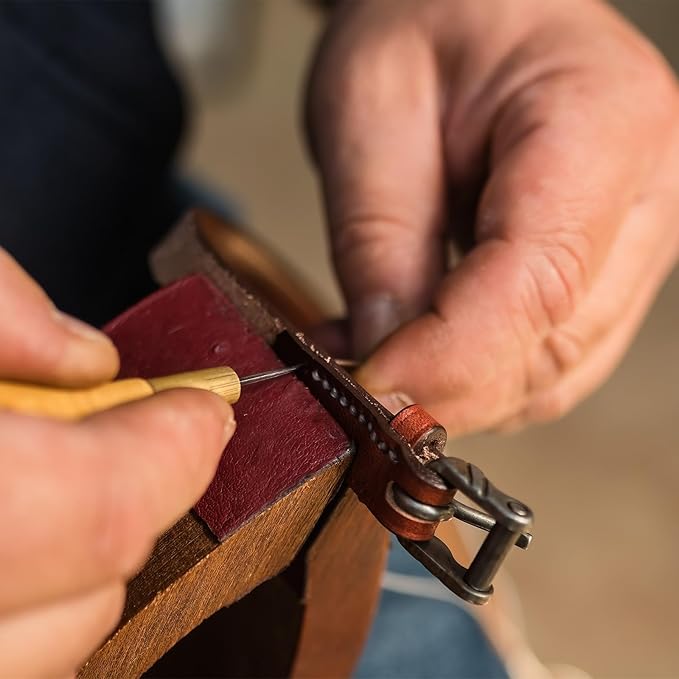 HARFINGTON Handwork Sewing Awl Single Gourd Awl Leather Punch Hole Tool with Wooden Handle Scratch for Broken Wire Drilling Stitching Repair and DIY Handmade, Log Color