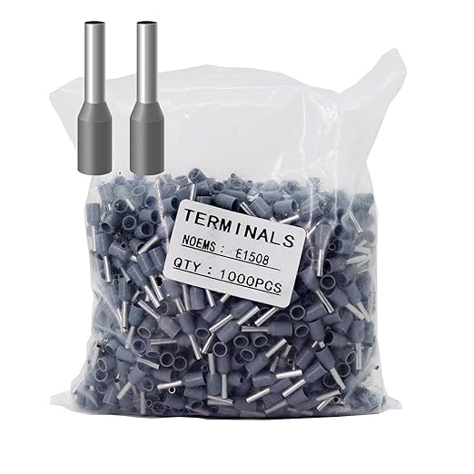 Fidioto 1000pcs AWG16 Wire Ferrules Terminals Kit, Wire Insulated Cord Pin Ends Terminals for Electric, Industrial, Chemical Industry, Power Control System, etc. (Grey-1000PCS-16AWG)