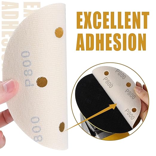 6 Inch - 6 Hole Hook and Loop Sanding Discs 800 Grit, Random Orbital Sandpaper for Automotive and Woodworking - 100 Pack