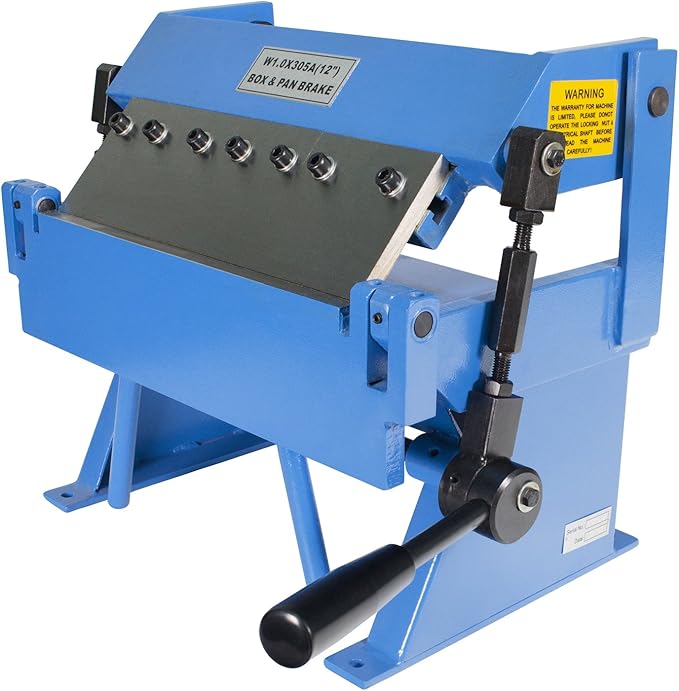 Erie Tools 12" Pan and Box Brake with Adjustable Removable Fingers 20-Gauge Steel/16-Gauge Aluminum Capacity 0–135° Bend Angle Bench Top Sheet Metal Brake for Bending Forming and Fabrication