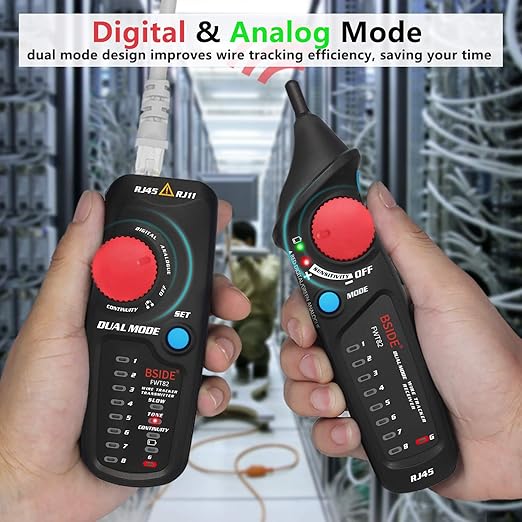 Bside Dual Mode Wire Tracker RJ11 RJ45 Network Cable Tester Toner Generator Network Cable Collation Ethernet LAN Line Finder with Flashlight