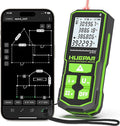 Huepar Laser Distance Measure 395Ft. Digital Rechargeable Laser Measuring Tool with Bluetooth -Phone APP, Angle Sensor, 1/16in Accuracy, M/in/Ft Unit, Pythagorean Mode, Measure Distance, Area, Volume