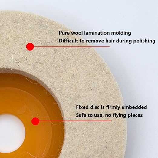 10 Pcs 4.5 Inch Wool Felt Polishing Wheel Disc,Wool Polishing Wheel Disc for 7/8Inch Arbor Angle Grinder, for Metal Aluminum,Stainless Steel, Chrome, Jewelry, Wood, Plastic, Ceramic, Glass
