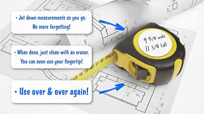 CYCLOPS Erasable Scratch Pads for Tape Measure, Construction, Woodworking Tool - Jobsite Tough, Made in the USA - 2 Pads - Write Measurements & Notes - Great Stocking Stuffer, Gift for Men & Women