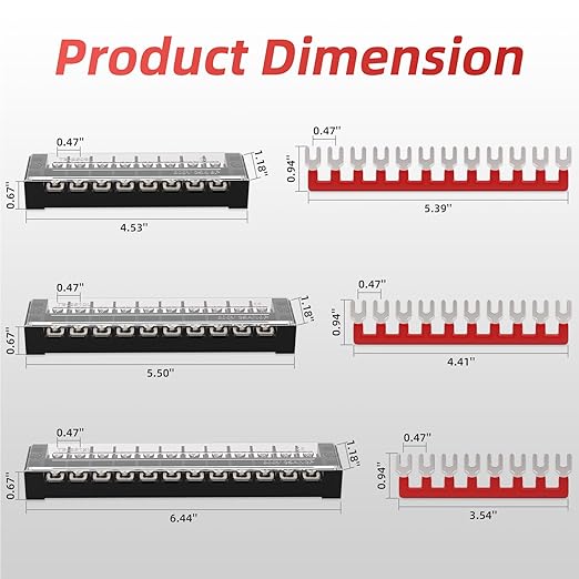 APIELE 25A Screw Terminal Block Covered 8/10/12 Position Dual Row 600V Pre-Insulated Terminal Barrier Strip (6PCS 25A 8P/10P/12P+6PCS Wiring Strips)