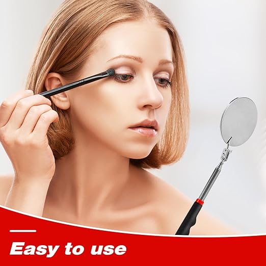 3 Pack Stainless Steel Mechanic Mirror Telescoping Inspection Mirror Extendable Mirror Round Mirror Inspection Tool for Check Observe Vehicle Small Part Eyelashes Mouth