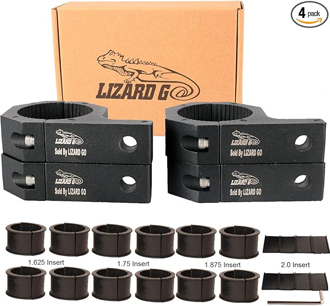 Tube Clamps - Pack of 4,Horizontal Bar Clamp 1.625 inch,1.75 inch,1.875 inch,2.0 inch,Roll Bar Clamp for LED Light Bar,Cube Lights,ATVs Whips (1.625~2.0" Clamps)