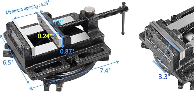 MYTEC 4.2" Quick Release Workbench Industrial Vise Clamp, Portable Heavy Duty Vice for Drill Press, 110°Swivel Base, High-grade cast steel Bench Clamp for Woodworking Milling Machine Drill Press