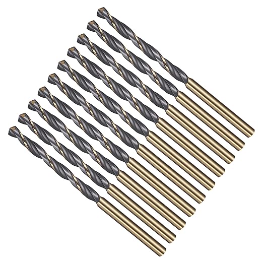 Drill Bit, 4.5mm Cutting Diameter, 4341 HSS Gold and Black 118° Cutting Angle Number Jobber Bits - (Applications: for Drilling Soft Metal Plastic Wood), 10-Pieces