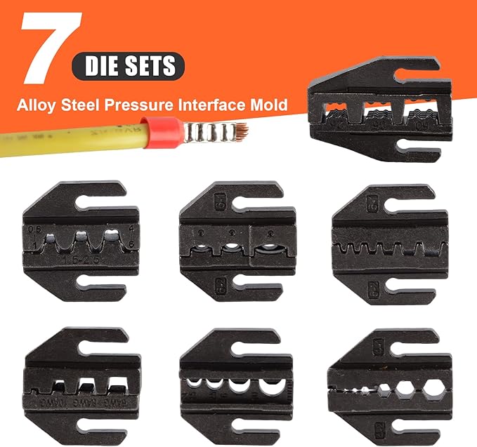 Electric Crimping Tool and Electric Wire Crimper for Heat Shrink, Terminal, and Micro Crimping Tool Kit with Pre-insulated, Tubular, Non Insulated Connectors