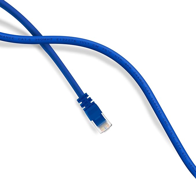 GearIT Cat5e Ethernet Patch Cable 75 Feet - Snagless RJ45 Computer LAN Network Cord, Blue