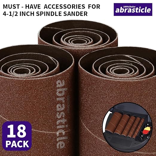 18 Pack Spindle Sander Sleeves, Sanding Sleeves for Oscillating Sander, 150 Grit Sandpaper, 4-1/2" Length, Each 3 of 1/2",3/4",1",1-1/2", 2", 3" Diameter