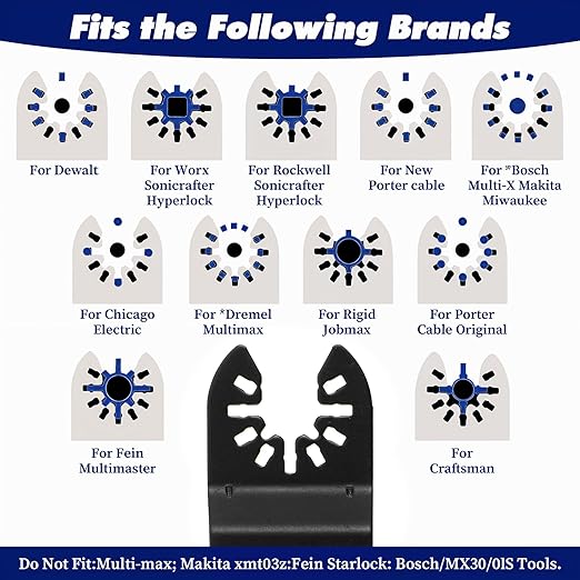 22Pcs Oscillating Multi-Tool Blades, Oscillating Tool Blade Metal, Oscillator Multitool Saw Blades for Soft Metal, Wood Nails, Plastic Cutting, Compatible with Rockwell Fein
