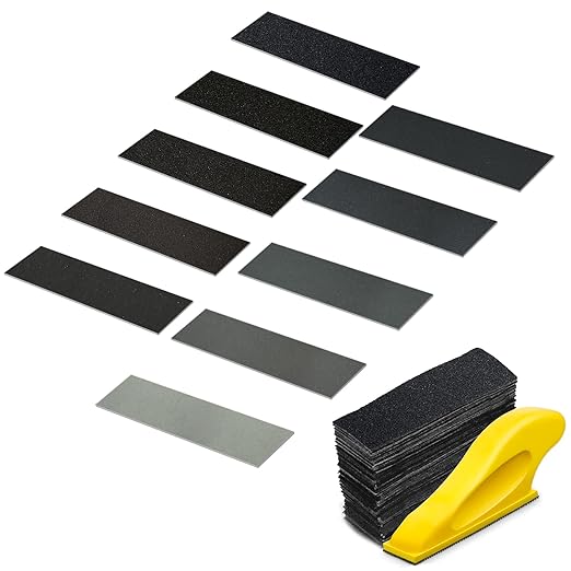 Micro Sander Kit 3.5X 1 Inch Detail Finger Sander for Small Projects+ 100PCS Wet Dry Sandpaper Sheets 60 120 240 400 600 800 1000 1500 2000 5000 Grit for DIY Crafts Wood Metal