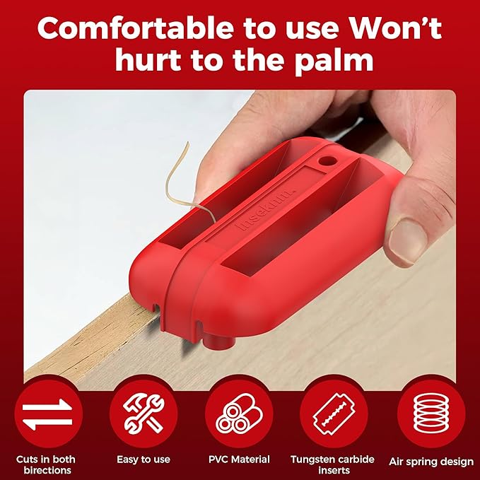 Edge Banding Trimmer with Tungsten Carbide Blades, Hand Planer Versatile Woodworking Edge Trimmer for Burrs, Manual Edge Banding Cutter for ABS, PVC, Veneer, and Melamine - Red
