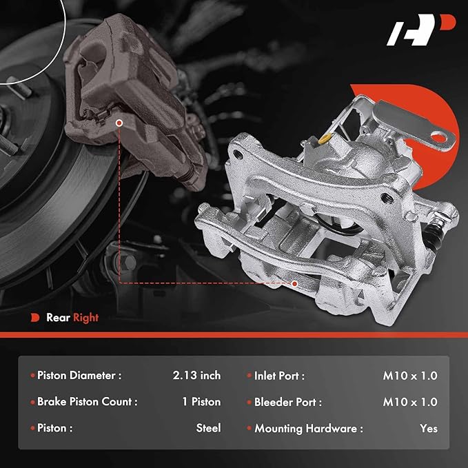 A-Premium Disc Brake Caliper Assembly with Bracket Compatible with Select Ford Models - Transit-150/Transit-250/Transit-350/Transit-350 HD 2015 2016 2017 2018 2019 - Rear Right Passenger Side