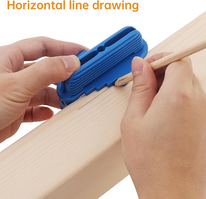 Center Scriber, Multifunction Magnetic Center Finder Tool, Woodworking Offset Marking Gauge for Carpentry with Hexagonal Pencil, Pencil Sharpener, Magnetic Scriber (Blue)