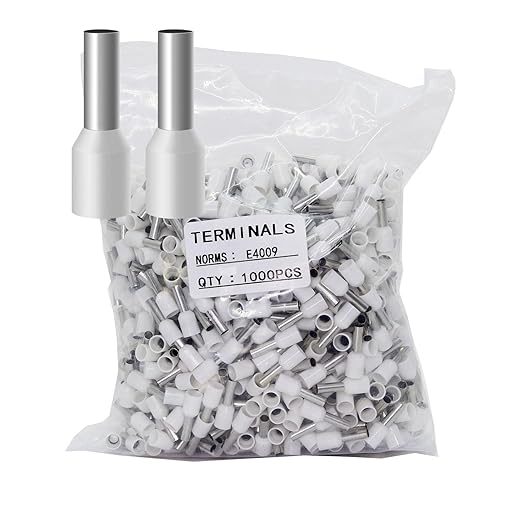 Fidioto 1000pcs AWG12 Terminal Connector Wire Insulated Cord Pin Ends Terminals for Electric, Industrial, Chemical Industry, Power Control System, etc. (White-1000PCS-12AWG)