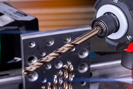 NordWolf 14-Piece M35 Cobalt Drill Bit Set for Stainless Steel, Hard Metals & Cast Iron, Jobber Length with 1/4" Hex Shank, SAE Sizes 1/16" to 3/8" in Storage Case