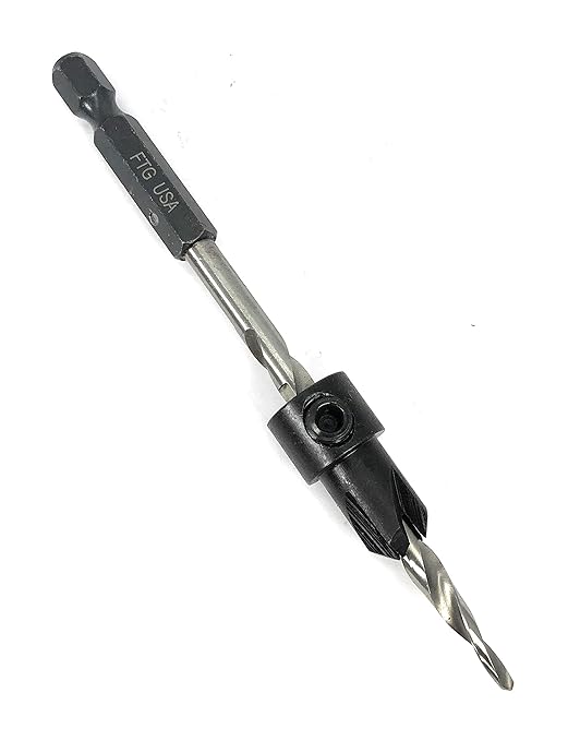 FTG USA Adjustable Wood Countersink Drill Bit #10 (3/16") with Tapered Drill Bit for Woodwork