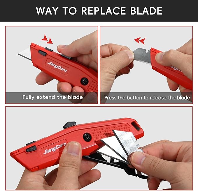 2-Pack Premium Utility Knife with 18 Blades – Retractable Shop Knife for DIY, Packaging, Construction – SK5 Steel Blades, Quick-Release & Anti-Slip Grip