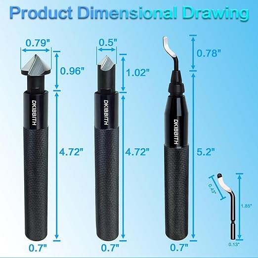 DKIBBITH 13-Piece Deburring Tool Set with 2 Countersinks & 11 Blades - Works on Metal, Resin, PVC, Copper, Plastic,3D Printed Edges - Plumbing & 3D Printing Burr Removal Reamer Tool.