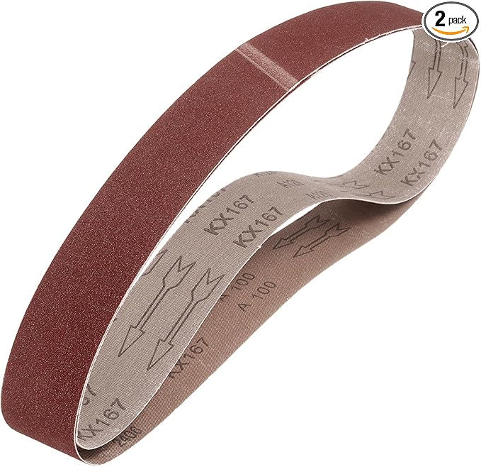 HARFINGTON 1 x 42 Inch Sanding Belts, 2 Pcs 100 Grits Aluminum Oxide Abrasive Belt Sander File Belt for Woodworking, Metal Polishing, Knife Sharpener