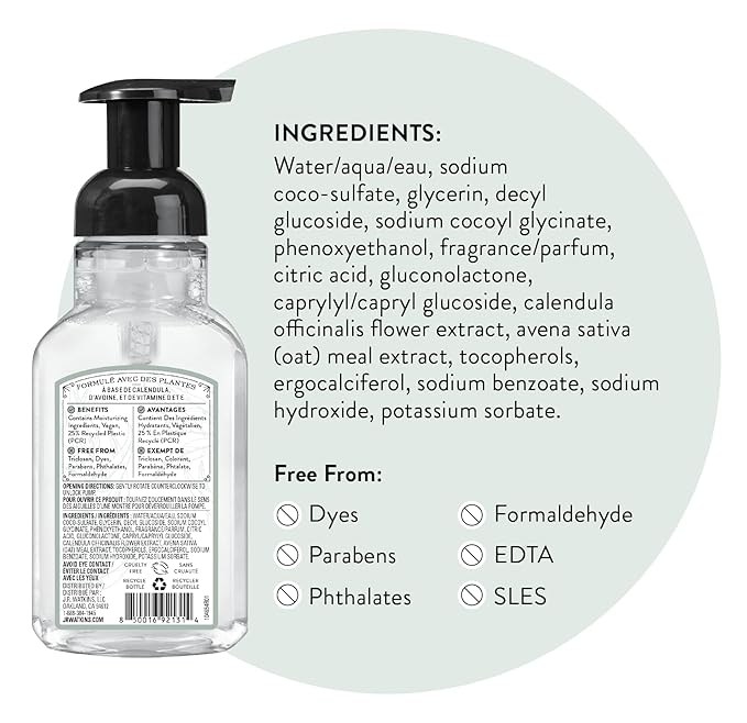 J.R. Watkins Foaming Hand Soap Pump with Dispenser, Moisturizing Hand Soap Foam, Alcohol-Free, Cruelty-Free, , Use for Kitchen or Bathroom, Eucalyptus, 9 fl oz,3 Pack