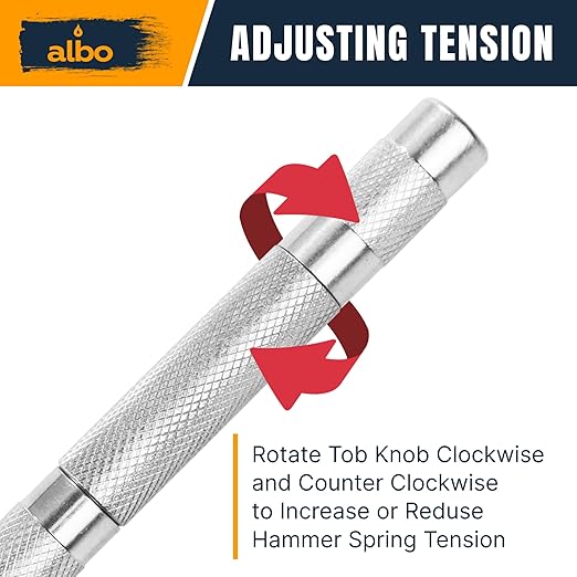 ALBO Spring Loaded Center Punch Tool – 6 Inch Automatic Punch for Metal, Wood, Steel – Heavy Duty Drill Punch – Durable Galvanized Coating, Precision Tip for DIY, Workshop & Professional Use (1pc)