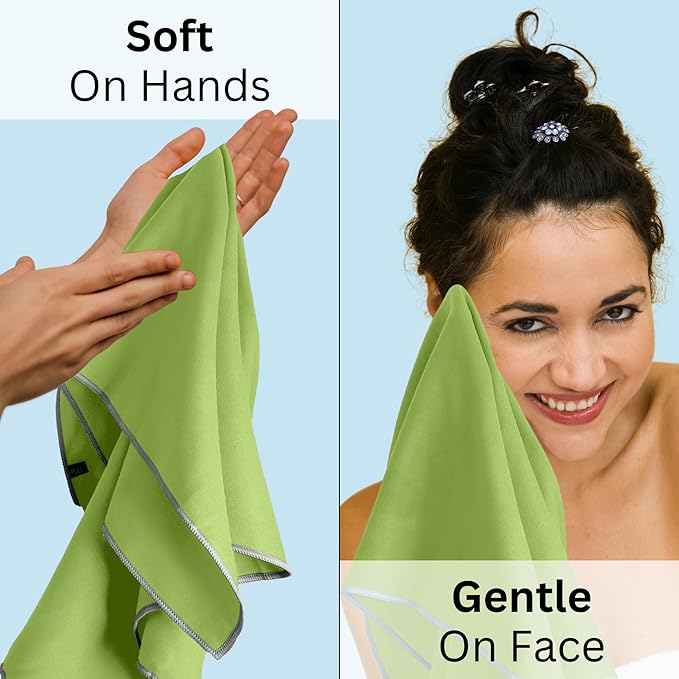 Backpacking Ultralight Quick Dry Microfiber Soft Fast Drying Hand and Face Towel Wash Cloth Camping Yoga Hiking Active Lifestyle Small (Lime, Medium)