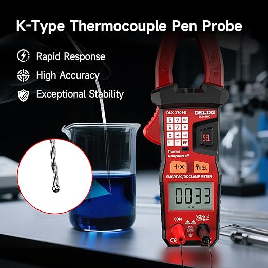 Digital Clamp Meter Tester with 600A AC/DC Current and 600V AC/DC Voltage, 6000 Count Voltage Tester Auto-ranging with NCV, Resistance, Temperature, Capacitance and Frequency