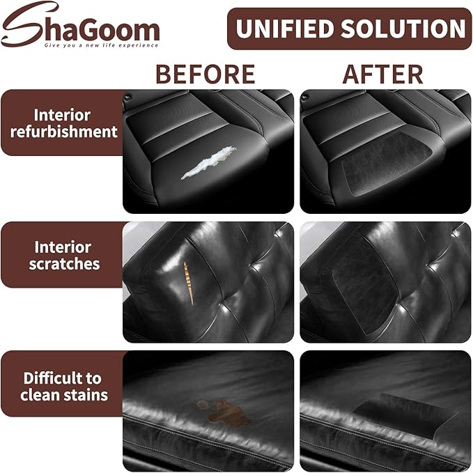 Shagoom Leather Repair Patch, 17X158 inch Strong Sticky Repair Patch Self Adhesive Waterproof, DIY Large Leather Patches for Couches, Furniture, Sofa, Car, Chair (Coffee, 17X158 inch)