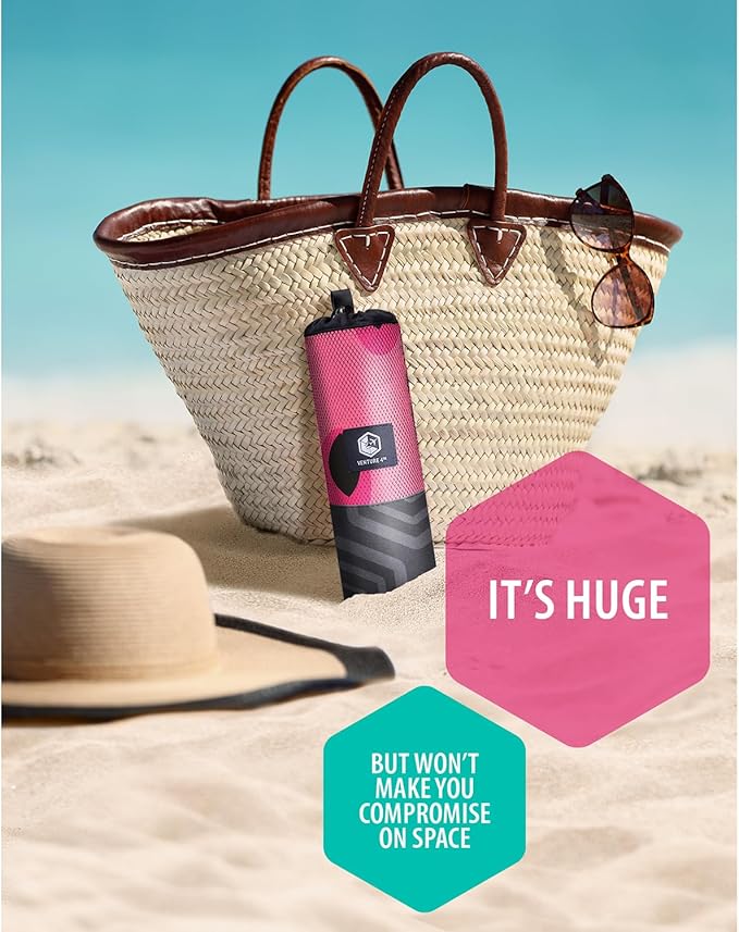 VENTURE 4TH Microfiber Beach Towel: Quick-Dry, Compact, Sand-Free, Absorbent, Sandproof and Lightweight - Perfect for Camping, Beach, and Roadtrips (Watermelon Design | 35x78 inches)