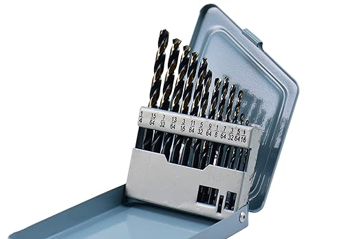 Shars 1/16-1/4" by 64ths 13 Pcs HSS Heavy Duty Black & Gold Finish Jobber Drill Set 135° Point Angle 404-2930 P)