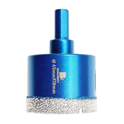 Dry Diamond Core Drill Bit Set,BRSCHNITT 1 4/5 Inch (45mm) Diamond Hole Saw Core Drill Bit with Triangle Shank for Porcelain Tile Ceramic Stone Granite Marble