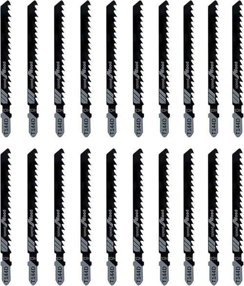 20-Piece T144D 4 Inch 6 TPI Assorted T-Shank Jig Saw Blades Set for Speed Cutting Wood